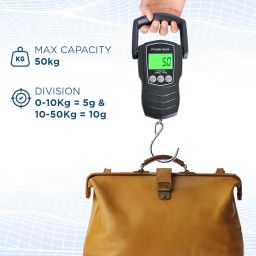 Atom ® Digital Hanging Scale With Stainless Steel Hooks Portable Scale For Luggage, Travel, Fishing, Electronic Scale With 50Kg Capacity. LCD Display. Atom A 321 Digital Hanging Scale. image 5