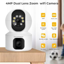 SECURINNOV 4MP Dual Lens Wireless WiFi Smart CCTV Camera | Ultra HD View | Double Side View | Two Way Talk | Motion Detection |Support Upto 128gb sd Card (Upro Camera) image 2