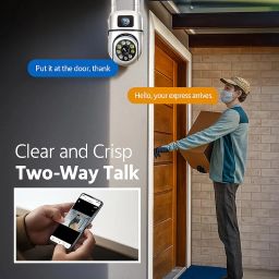 4+4MP Dual Lens Smart Wi-Fi Indoor Camera with 1080P Color Night Vision, Two-Way Audio, PTZ Control, Siren, 360° Coverage, Motion Detection & 128GB SD Support (Wall Camera) image 2