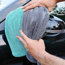SOFTSPUN Microfiber Cloth for Car 1600 GSM 40x60 cms 1 Pcs Aqua Blue & Grey Twisted Loop Super Absorbent Towel - Edgeless Design with Plush Pile and Lint Free Cloth for Drying and Detailing. image 4