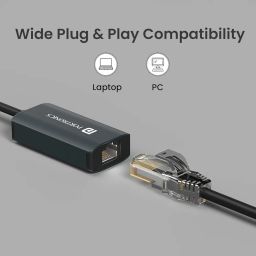 Portronics Mport X1 Gigabit Ethernet Adapter with Dual Plugs (Type C + USB), RJ45 LAN Port, 1000 Mbps Internet Speed, 50 cm Long Cable, Compatible with Laptop & Desktop (Grey) image 4
