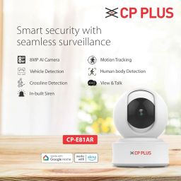CP PLUS 8 MP Resolution Smart Wi-fi Ai CCTV Camera | 2 Way Talk | Human Body Detection & Motion Tracking Alert | Supports Vehicle & Crossline Detection Powered by Ai | Advanced Night Vision | CP-E81AR image 2
