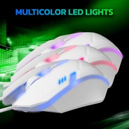 Ant GM46 Wired Optical Gaming Mouse | 2400 DPI Sensor | 4 Durable Buttons | Multicolour Backlight | 1.5M Cable | Lightweight Design | Compatible with Windows, Mac & Linux_ White image 5