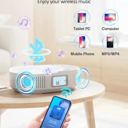 CD Player Portable, FELEMAN Upgraded Boombox CD Player & Bluetooth Speaker 2 in 1 Combo, Rechargeable Portable CD Player for Car/Home with Remote Control, FM Radio, Support AUX/USB, Headphone Jack image 4