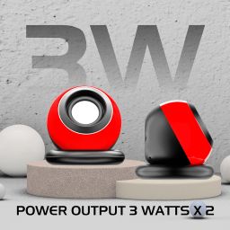 Zebion Adore Tabletop 2.0 Speaker Set, with Output Power: 3Wx2, USB Connectivity, USB Powered, Compact and Sleek, Driver Unit: 40mmx2, Durable Body, Red Colour, 1 Year Warranty image 3