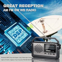 NOAA Weather AM FM Portable Radio with Best Reception,Flashlight, Earphone Jack,Battery Operated Radio by 3X D Cell Batteries or AC Power for ICE Storms Emergency Use,Plug in Wall by PRUNUS J15WB image 2