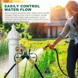 Tap Splitter 2 Way for Garden Irrigation, Multi Tap Connector for Water Pipe, Two Way Valve for Water Supply, Leak-Proof Garden Hose Connector， ABS 3 Way Valve with Separate Switch image 2