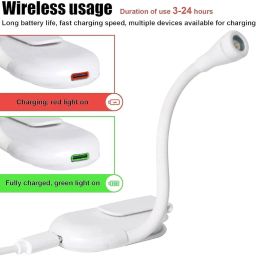 One94Store Mini Clip-On Reading Lamp – USB Rechargeable, Eye-Caring Night Light with 3 Light Modes, Special Folding Design, Perfect for Students (White) image 4