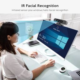 1080P Webcam for Windows Hello Face Login, IR Facial Recognition Camera, Windows Hello Compatible Webcam with Microphone, Computer Web Camera, Wide Angle View USB Webcam with Privacy Cover image 1