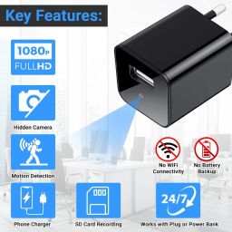 IFITech IFIADPTCAM 1080P USB Charger Hidden Spy Camera | Audio Video Recording | Supports Up to 128GB | Continuous & Motion Detection Recording | Ideal for Home/Office Security Monitoring image 2