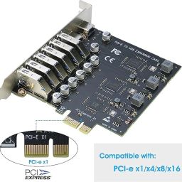foxaa USB 3.0 PCIe Card, PCI-e to 2Port USB C + 6 Port USB 3.0 Internal Expansion Card 5Gbps Support PCI-E X1 X4 X8 X16, Support Windows 11/10/8/7/XP-EPL-1028PC. image 3