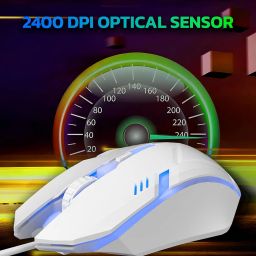 Ant GM46 Wired Optical Gaming Mouse | 2400 DPI Sensor | 4 Durable Buttons | Multicolour Backlight | 1.5M Cable | Lightweight Design | Compatible with Windows, Mac & Linux_ White image 1