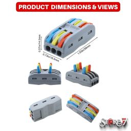 STORE77® 5Pcs Compact Lever Wire Nut Connector (3 in 3 Out), Splicing Wire Connector, Universal Quick Wiring Cable Connection Push-in Conductor Terminal Block Reusable. image 4