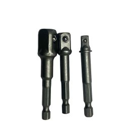 Heavy Duty Chrome Vanadium 3-Piece Socket Adapter Set - 1/4”, 3/8”, 1/2” Hex Shank Power Drill Attachment image 5