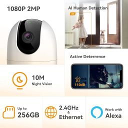 Imou 360° 1080P Full HD CCTV Security Camera, Human Detection, Motion Tracking, 2-Way Audio, Night Vision, Dome Camera with WiFi & Ethernet Connection, Alexa Enabled, Up to 256GB SD Card Support image 1