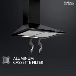 Hindware Smart Appliances | Clara Neo 60 cm Wall Mounted Kitchen Chimney comes with cassette filter and maximum suction power of 750 m3/hr with push button control (Black) image 4