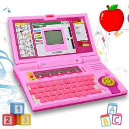 Cable World Educational Laptop Computer Toy for Kids Above 3 Years - 20 Fun Activity Learning Machine, Now Learn Letter, Words, Games, Mathematics, Music, Logic, Memory Tool,Pink image 2