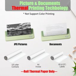 Rongta Inkless Portable Printer Wireless for Travel, Thermal Printer Support 8.5'' x 11'' & A4 Thermal Paper, Bluetooth Compatible with Android/iOS & Laptop for Home Use (Avocado Green) image 4