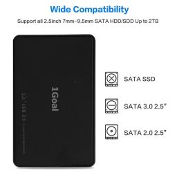 DooBuy USB 2.0 to 2.5 Inch SATA External Hard Drive Enclosure Case for 2.5" SATA HDD & SSD, 2.5in Hard Disk Box, HDD Enclosure Ultra Thin Size ABS Hot Swappable for Laptop/Computer etc image 2