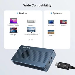 ACASIS 40Gbps M.2 NVMe SSD Enclosure with Built-in Cooling Fan, Tool Free Installation, TBU 405 Pro for M1 M2 Pro/Max, Compatible with USB4/3.2/3.1/3.0/2.0, Support SSD Size 2280 B+M M-Key image 5