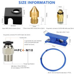 HASTHIP® Upgrade 3D Printer Kit with Capricorn Premium XS Bowden Tubing 1M, PTFE Teflon Tube Cutter, Pneumatic Fittings and MK8 Socks and Extra Nozzles for Ender 3/3 Pro/ 5/ Vyper/Voxelab Aquila image 1