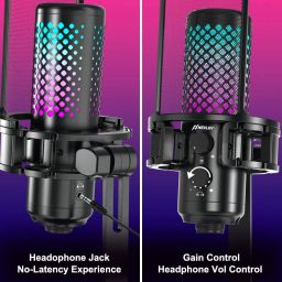 Nexlev Chronicle Series Gaming RGB Mic with Shock Mount, Pop Filter, Metal Stand for Streaming & Podcasting. Plug & Play for Windows, MAC & PS4/5, Monitoring, One Touch Mute & Mic Gain (CM-22 Pro) image 3
