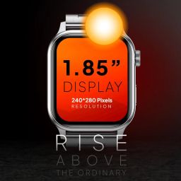Fire-Boltt Rise Luxe Smart Watch with Stainless Steel, 47mm (1.85) Display Bluetooth Calling, Rotating Crown, AI Voice Assistant, 120 Sports Modes, Neon UI, SpO2 & Heart Rate Monitoring (SilverSS) image 1