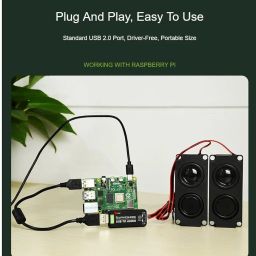 USB Sound Card with 8Ω 5W Speaker for Raspberry Pi/Jetson Nano, USB to Audio Adapter Support Recording and Playback, Stereo Codec Onboard Microphone and Speaker Header, Driver-Free, Plug and Play image 4