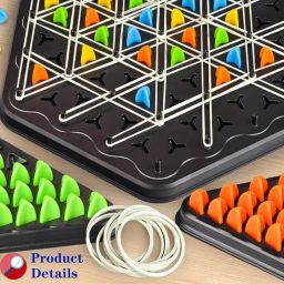 JBM ENTERPRISE Triggle Chain Triangle Chess Game – Elastic Band Puzzle Board Game for Kids & Adults | Interactive Brain Teaser Family Game | Desktop Strategy Fun for Family Game Night image 2