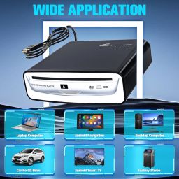 Car Universal CD Player USB Connection Portable CD Players for Car Android Navigation/TV/Laptops Desktops with USB Port Plug and Play (Android Version 4.4 and Above) image 4