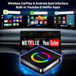 eller santé® 2025 Upgraded Wireless CarPlay Adapter, 5-in-1 Apple Wireless and Android Auto Wireless Adapter Support Netflix/YouTube/TF Card, Magic Ai Box for Cars from 2016 & iPhone iOS10+ Black image 3