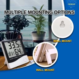 FreshDcart Measurement Room Temperature Device Meter Humidity Monitor HTC-1 Incubator with Rest Stand and Accurate Indoor LCD Thermometer Display & wall Mount Clock (white) image 4