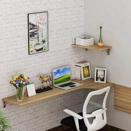 GLUN® Folding Shelf Brackets White Colour Metal, Collapsible Shelf Bracket with Fitting Screws, DIY Wall Mounted Shelf Brackets, Space Saving for Table Work Bench Wall Mounted (16 Inch) image 2