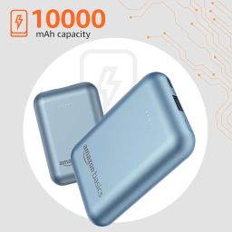 Amazon Basics 10000 mAh 22.5W Ultra Fast Charging Power Bank | Type C Power Delivery (Input& Output) | Quick Charge | Two-Way Fast Charging | Made in India (Blue) image 1