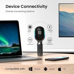 Portronics Dash 2 Wireless Bluetooth Karaoke Mic with 10W Speaker,Upto 10 Hour Playtime, Dynamic RGB Lights, Music Recording, Duet Singing, Mini Karaoke Machine for Car Travel, Fast Charging image 1