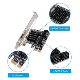 SaiRetail.Com 4 Port SATA 3.0 PCIe Card with 4 SATA Cables and Low Profile Bracket Support for 4 Devices image 2