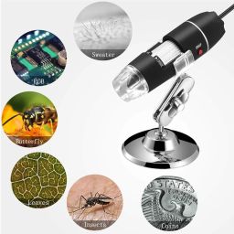 Microware USB Microscope 1000X Digital Microscope with Camera Endoscope 8-LED Light Magnifying Glass Magnifier with Stand, 1000X Zoom image 1