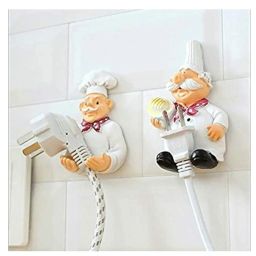 Ramashram Cook Fat Chef Mobile Power Plug Hook/Socket Holder Multicolor (Pack of 2), Resin image 1