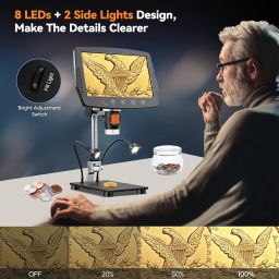 Hayve 9 '' LCD Digital Microscope, 1500X Magnification Coin Microscope with 16MP Camera, Micro Soldering Microscope for Adults, 32GB Card Included, Wired Remote, Compatible with Windows/Mac OS image 5