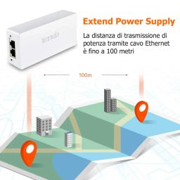 TENDA-PoE30G-AT Gigabit PoE Injector 30W Output Power | Compliant with IEEE 802.3af/at Standard |Power Distance Extension of up to 100 Meters |Plug and Play | image 4