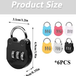 nhcdfa 6 Pcs Number Lock, TSA Locks for Luggage, Number Locks for Door Resettable Pin Number Padlock Smart Lock for Bag Small Lock for School Gym Locker Sports Locker Fence Toolbox Gate(6 Colors) image 4