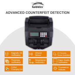 GOBBLER Business-Grade Note Counting Machine with Fake Note Detection & Large LCD Display, Counts All Old & New Notes, Heavy Duty Counter Specially Designed for Indian Currency (Black - GB-5388-MG) image 3