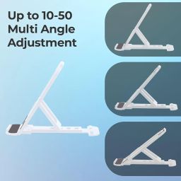 ZEBRONICS MS80 Mobile Holder with Adjustable Height, 10°- 50° Multiangle Adjustment, Foldable Design, Anti Skid Base, Matte Finish, Lightweight and 4 Adjustable Levels (White) image 3
