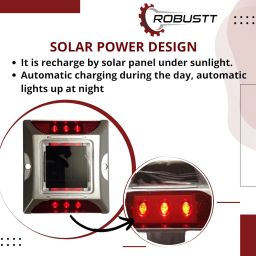Robustt Aluminium material solar stud with greater visibility than 800mtr (Pack of 4, Silver and Red) image 2