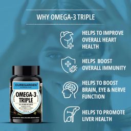 Curegarden Omega-3 Fish Oil Capsules-2500mg Triple Strength, 60 Softgel, 900 mg Epa, 600 mg Dha and Vitamin D, E & K, Heart Health, Brain Health.(Omega-3 2500mg-Pack of 1), 240 grams image 3