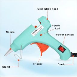 GLUN® 20W Glue Gun with 7mm Glue Sticks, LED Indicator, On/Off Switch, Ideal for Crafts & DIY (5 Sticks)Transparent Glue Sticks For Craft Specialist image 2