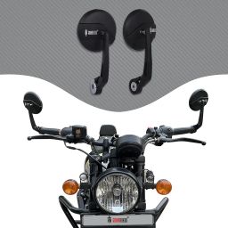 Grandbiker Handle Grip End rear Mirror for Bike Rear View Side Handle Bar End Mirror | Round Convex Glass Mirror for Compatible for RE Reborn 350, Classic 350, Hunter 350,Meteor 350 (6) image 4