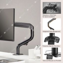 ARTIKEL Monitor Desk Mount | Adjustable Spring Assisted Monitor Arm | VESA Mount with C Clamp & Grommet Mounting Base | Computer Monitor Stand for Screen up to 32 inch | Curve Series | Single Monitor image 5