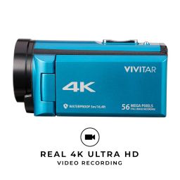 Vivitar - 4K Camcorder Ultra HD Lens, 4K Camera for Video Recording with 56MP, 13MP Sensor, 3" Rotatable Full Color LCD Display, 18x Zoom, Waterproof 5M/ 16.4FT, Image Stabilization, Blue image 3