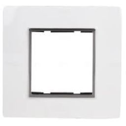 SEER 2 Module Switch Board Cover Plate, White Chrome Finish, Polycarbonate Frame (2module plate white) image 1